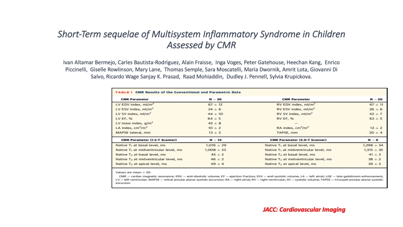 Short-Term sequelae of Multisystem Inflammatory Syndrome in Children main page